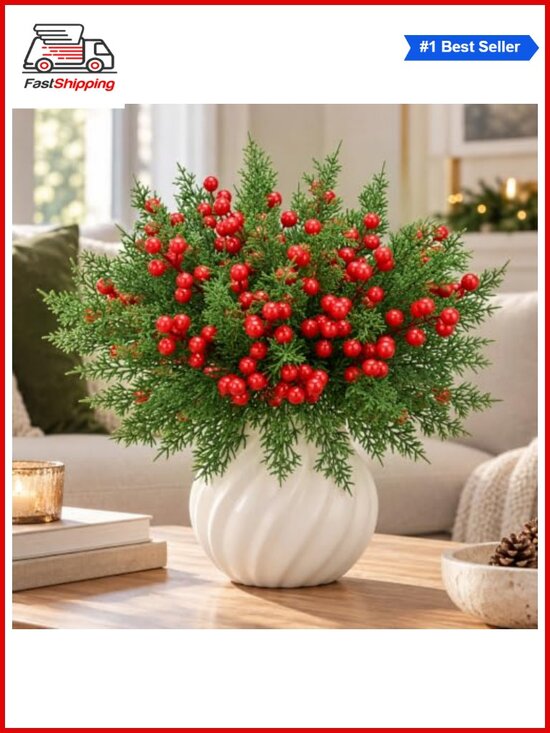 Other - 🎅 128 Pc Artificial Pine & Berry Stems Set Christmas Tree Wreath Garland